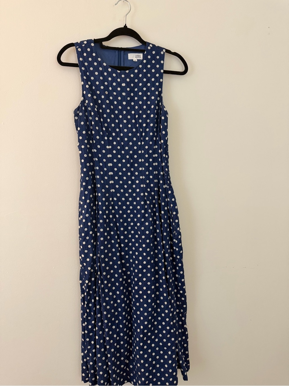 Apricot Lane Navy and White Polka Dot Midi Dress